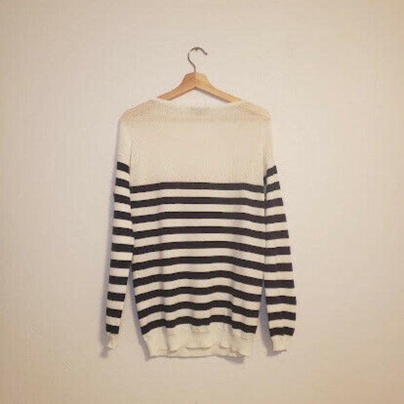 La Fee Verte Black White Size Medium / Large Striped Long Sleeve Casual Shirt - Picture 3 of 8